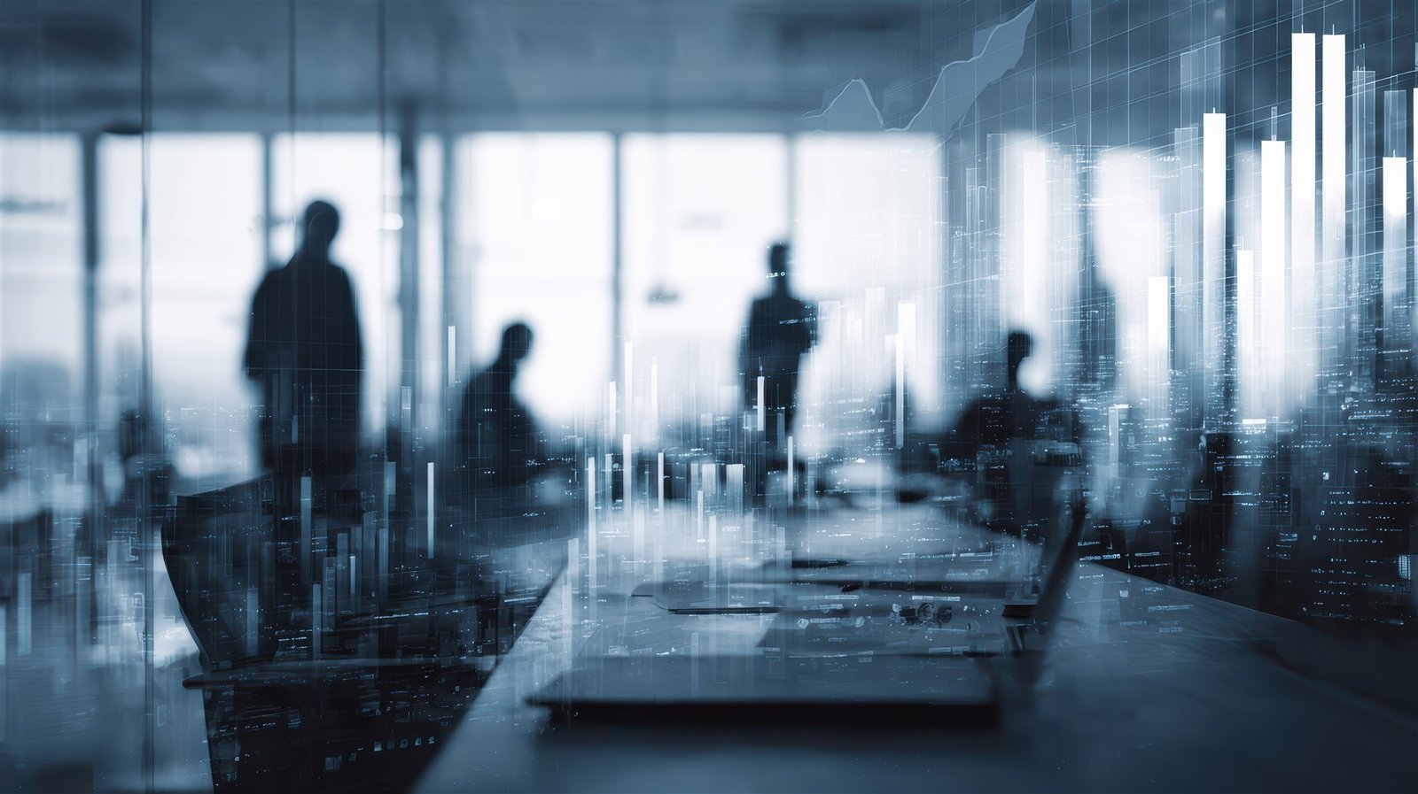 Executivos analisando indicadores e visualizações de dados